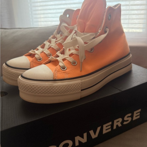 Converse Shoes - Converse High Top Platform Sneakers in Orange with White Accents